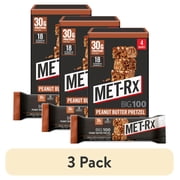 3 pack MET-Rx Big 100 High Protein Meal Replacement Bars, Peanut Butter Pretzel, 30g Protein, 3.52 oz, 4 Count