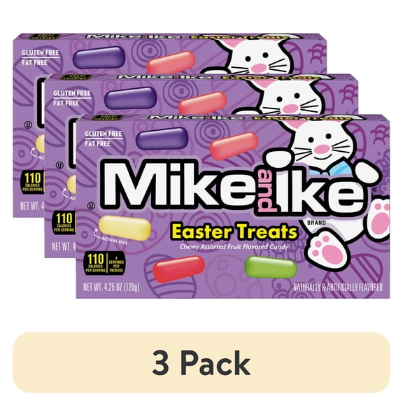 (3 pack) MIKE AND IKE Easter Treats Chewy Candy, Easter Candy, 4.25 oz Theater Box