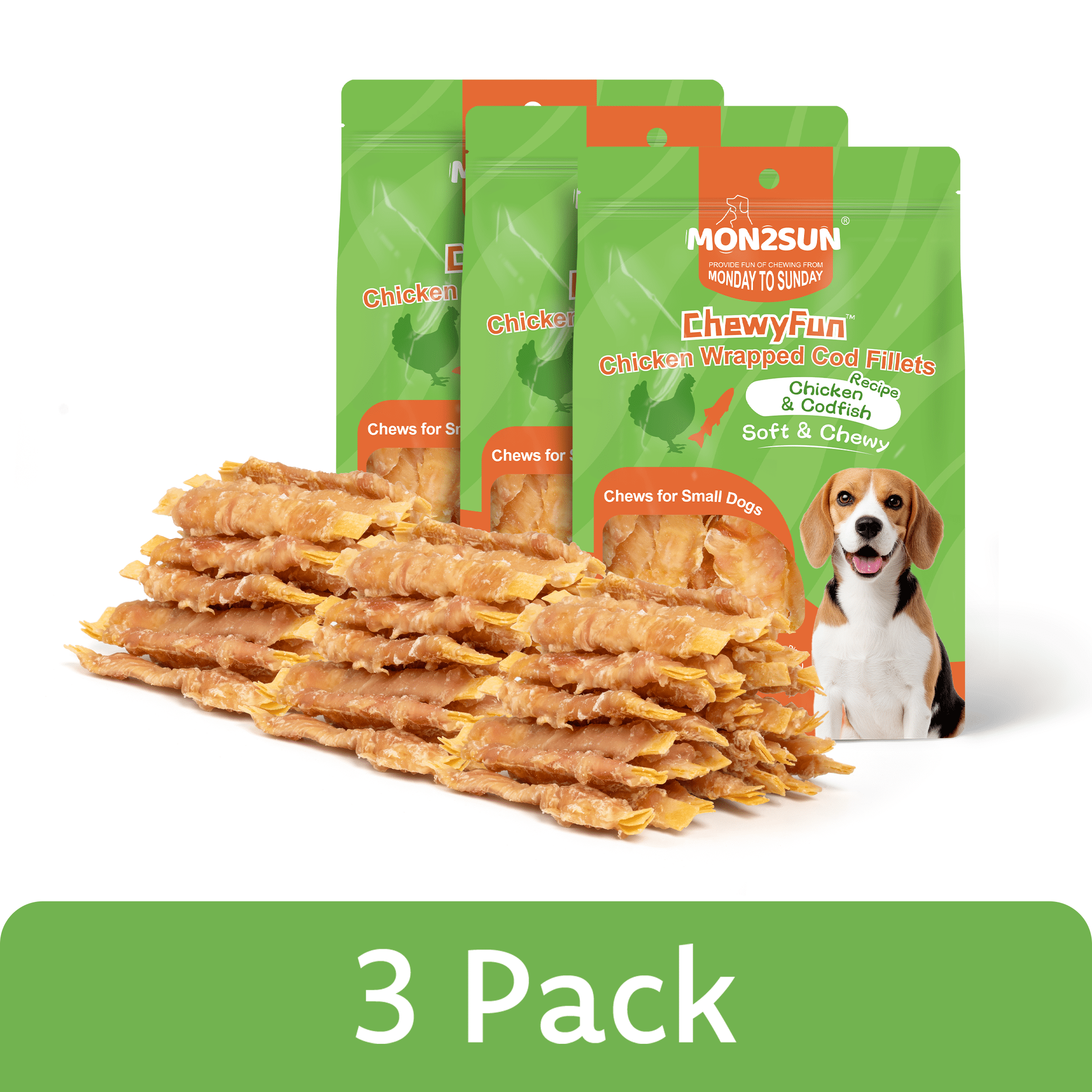 Cod Fis Walmart (3 pack) MON2SUN Chicken Wrapped Cod Fillet Small Dog Treats, 13 oz (36 ...