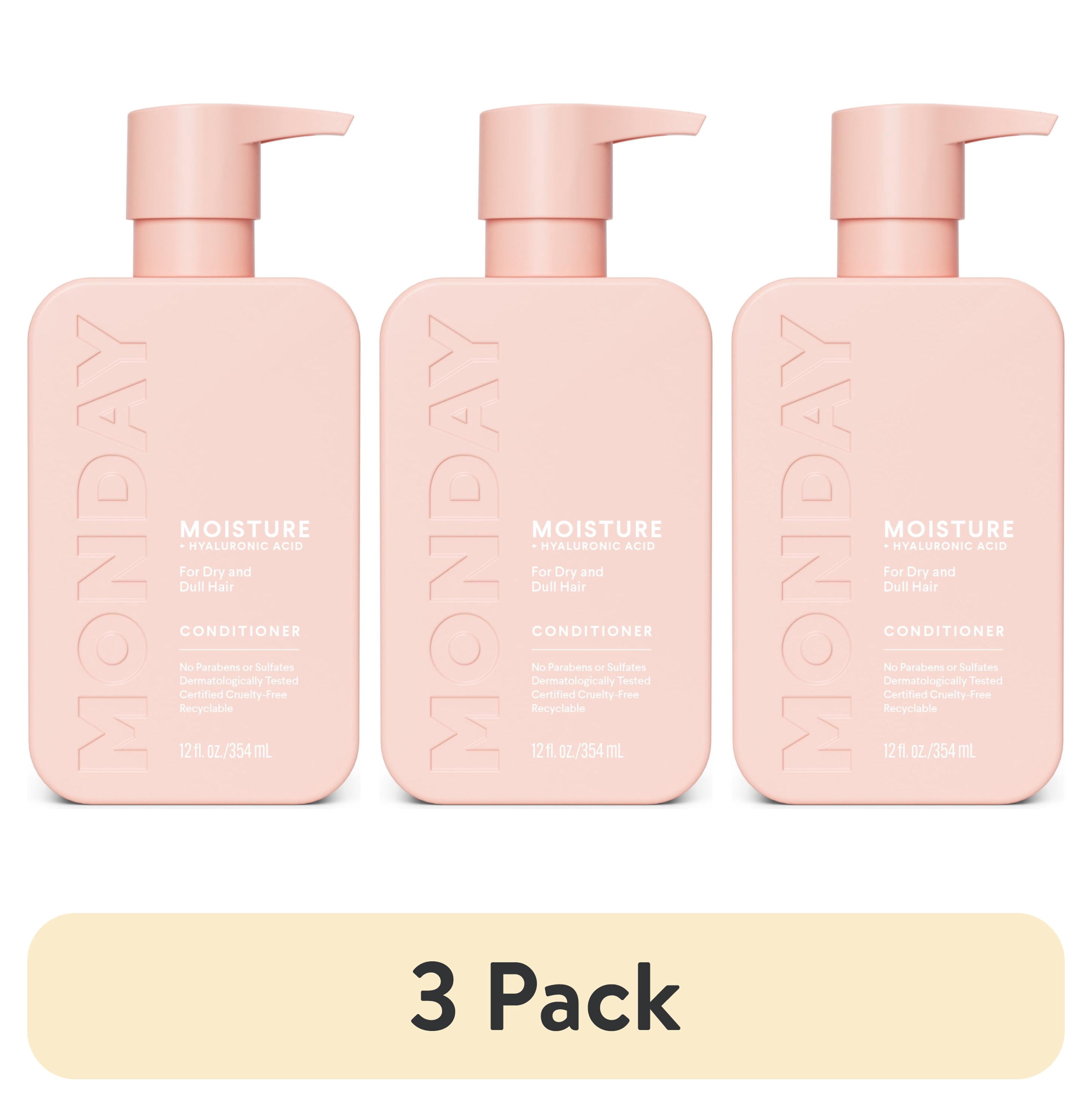 (3 pack) MONDAY Haircare MOISTURE Conditioner Hydrates Dry Hair, Hyaluronic Acid, Shea Butter, 12 fl oz