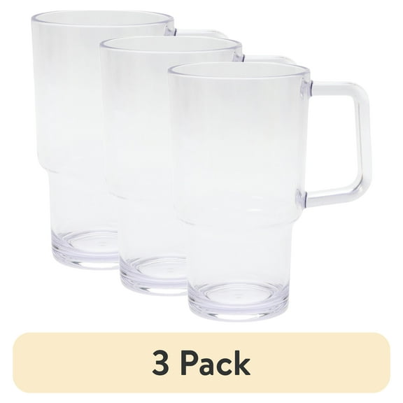 (3 pack) Mainstays 21-Ounce Acrylic Tumbler with Handle, Clear