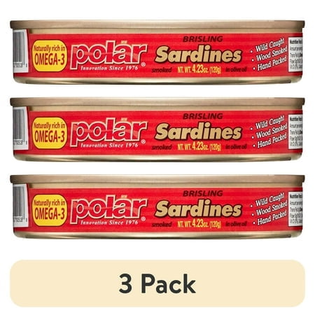 (3 pack) MW Polar Smoked Brisling Sardine in Olive Oil With Plastic Clear Top 4.23 oz.