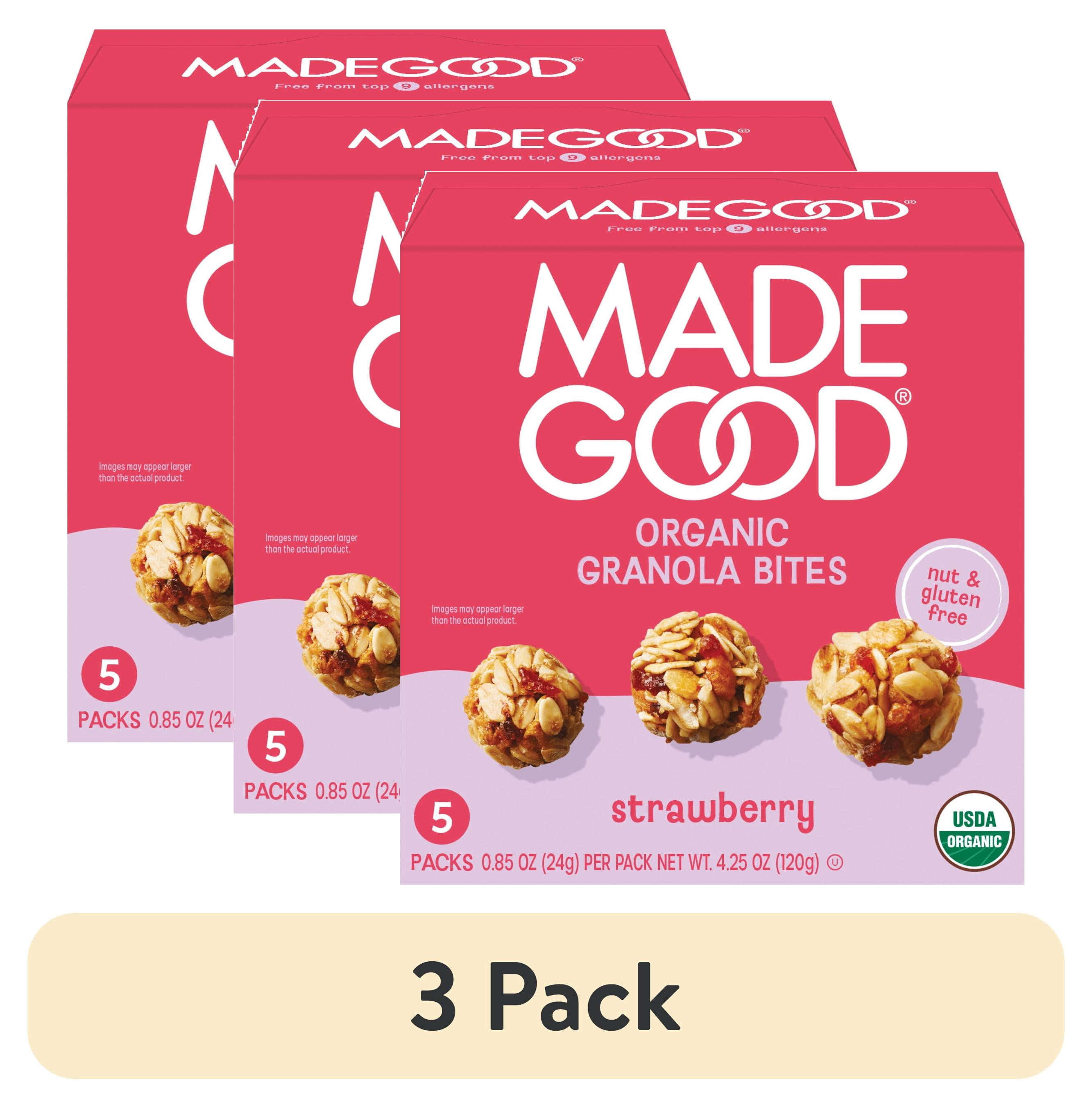 (3 pack) MadeGood Strawberry Granola Bites, 5 Count, 0.85 Oz Each