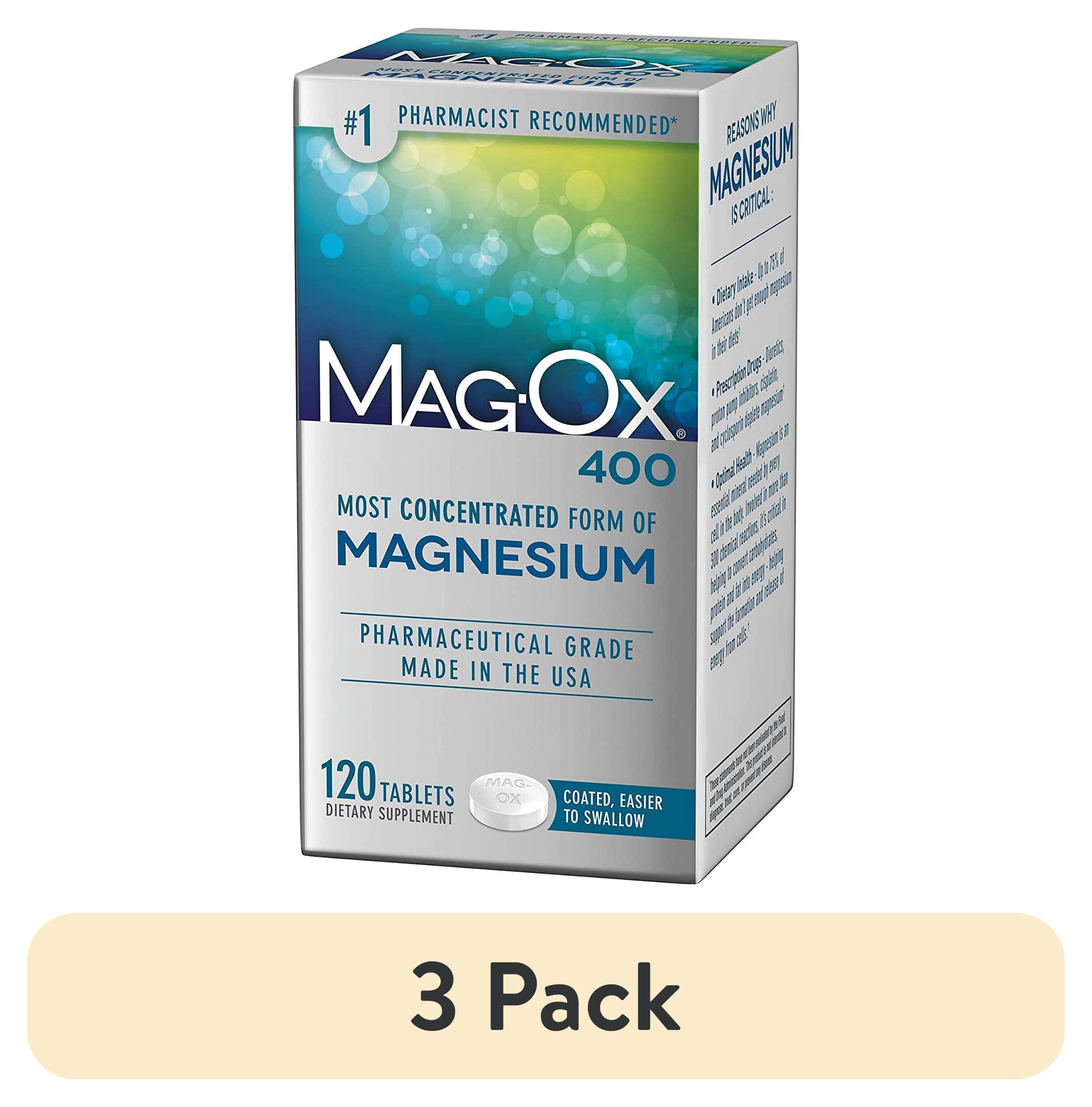 (3 pack) Mag-Ox 400 Magnesium Oxide Dietary Mineral Supplement Tablets 120 Count