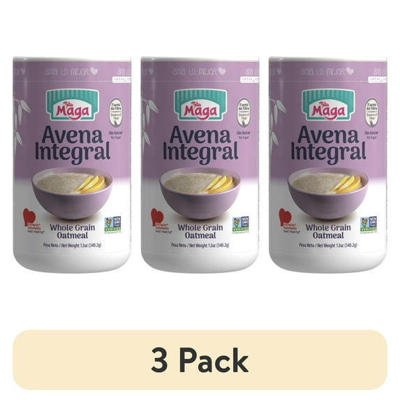 (3 pack) Maga Whole Oats, Healthy Heart, 12oz, Shelf Stable, Plastic Can