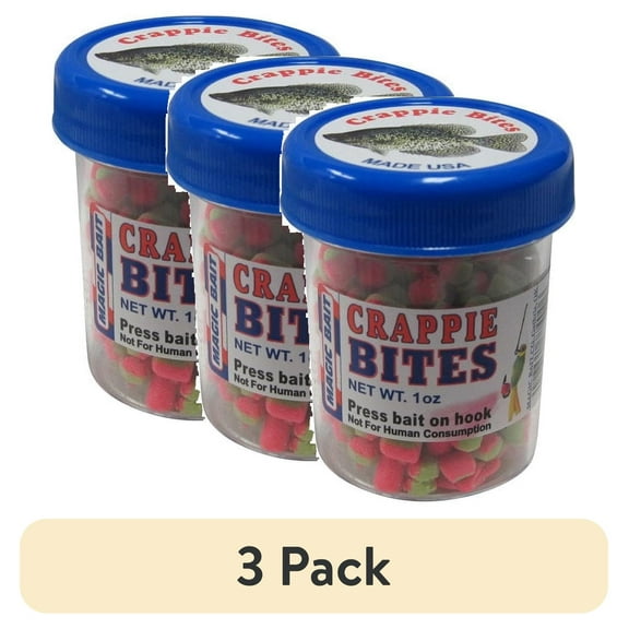 (3 pack) Magic Bait, Crappie Bites, Pink and Chartreuse, 1oz