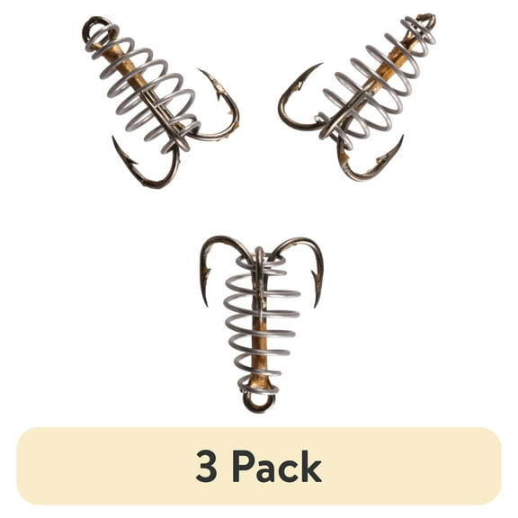 (3 pack) Magic Bait, Number 4 Dough Treble Fishing Hooks with Spring, 3ct