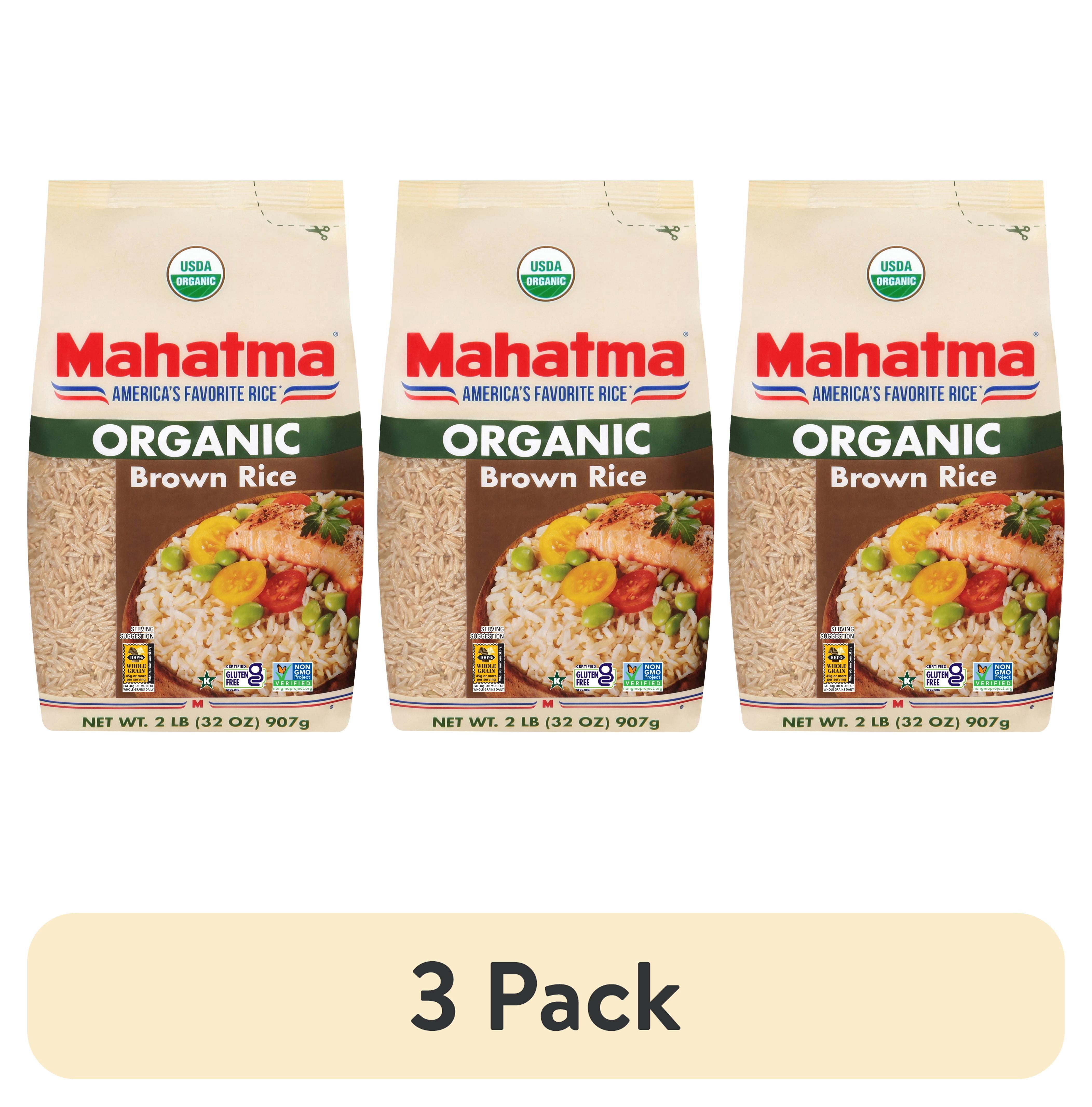 (3 pack) Mahatma Organic 100% Whole Grain Brown Rice, 2 lb Bag