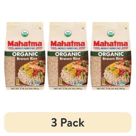 (3 pack) Mahatma Organic 100% Whole Grain Brown Rice 2 lb Bag