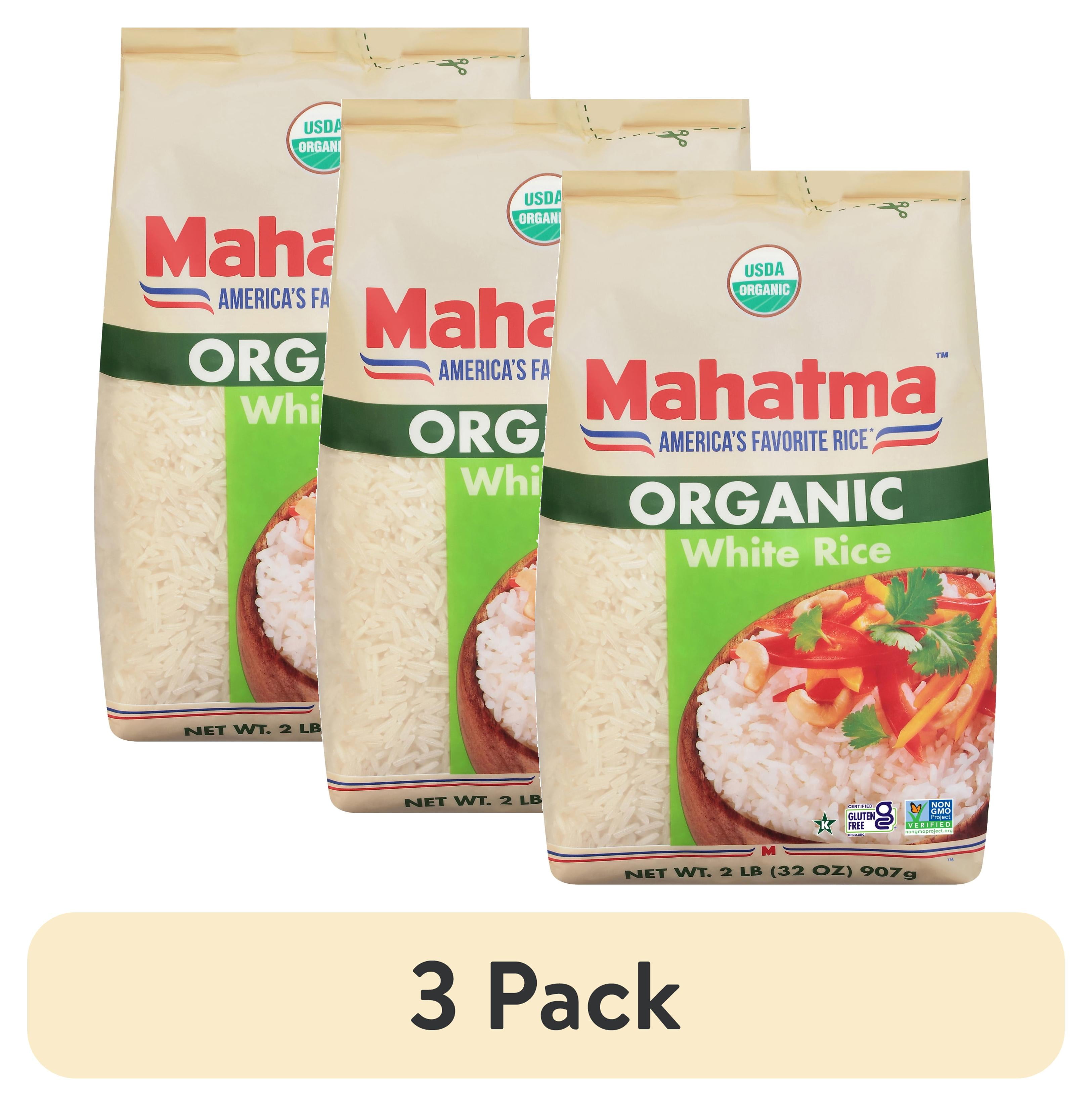 (3 pack) Mahatma Organic White Rice, Gluten Free Long Grain Rice, 2 lb Bag