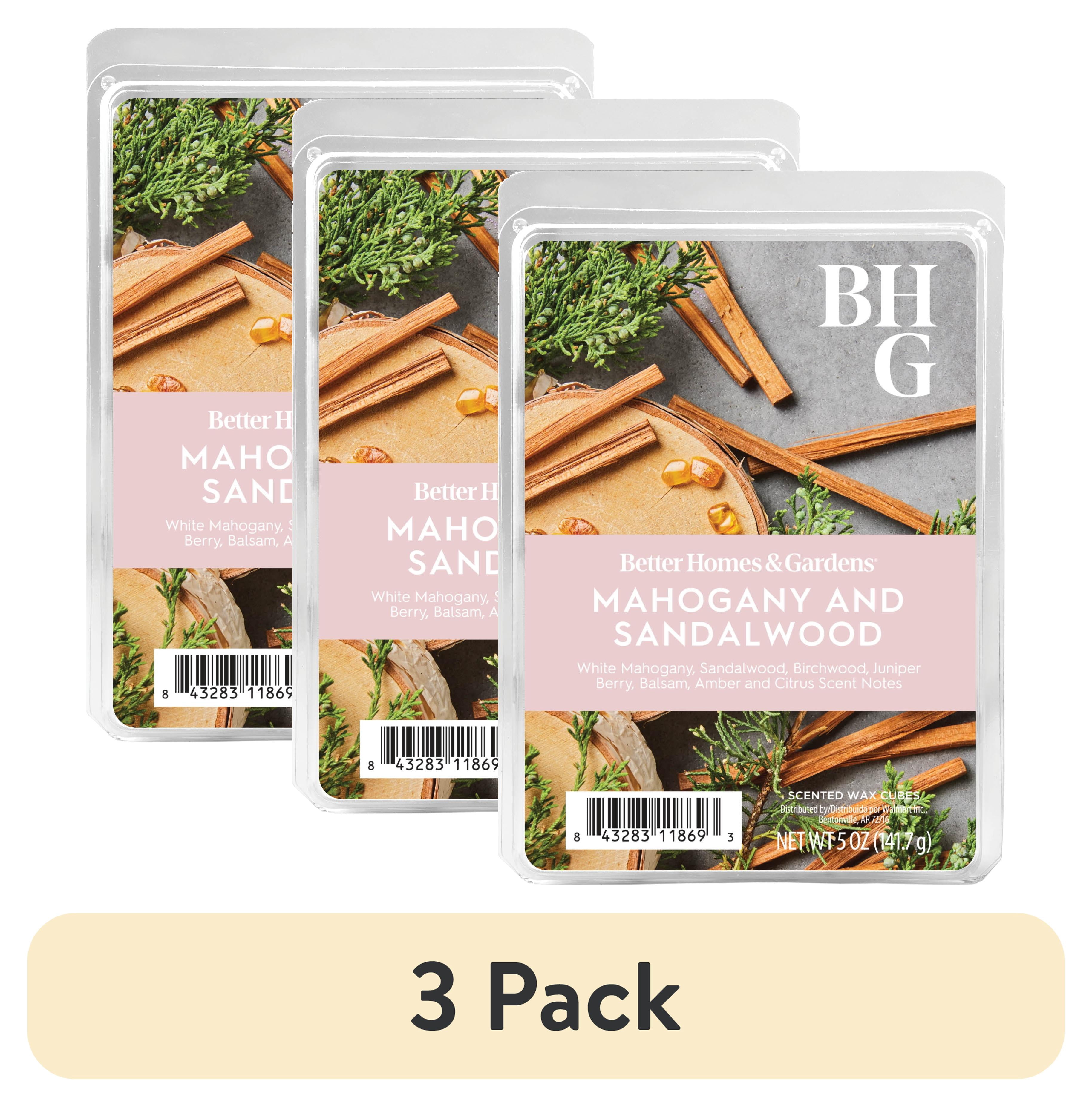 (3 pack) Mahogany & Sandalwood Scented Wax Melts, Better Homes & Gardens, 5 oz (Value Size)