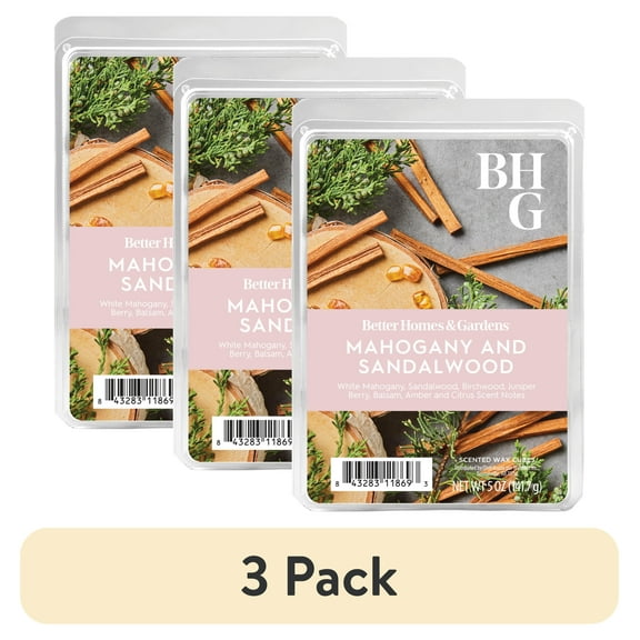 (3 pack) Mahogany & Sandalwood Scented Wax Melts, Better Homes & Gardens, 5 oz (Value Size)