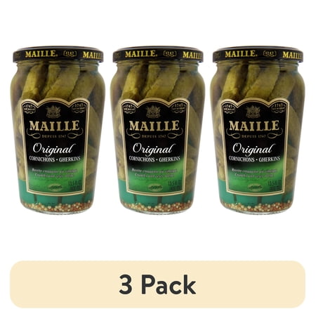 (3 pack) Maille Original Cornichons Whole Gherkins Pickles Product of France, 13.5 oz Jar