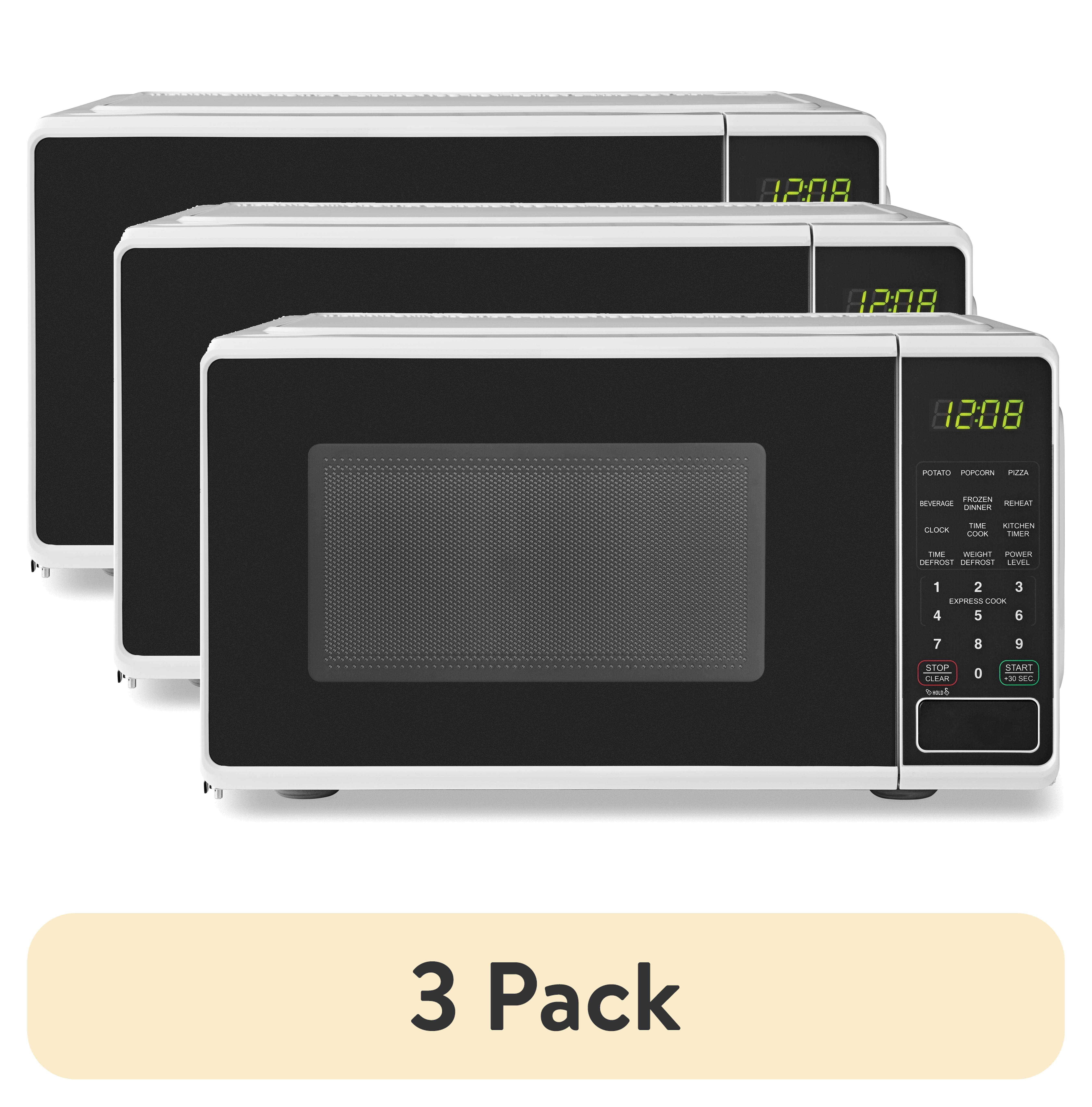 (3 pack) Mainstays 0.7 Cu ft Countertop Microwave Oven, 700 Watts, White