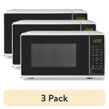 (3 pack) Mainstays 0.7 Cu ft Countertop Microwave Oven, 700 Watts, White