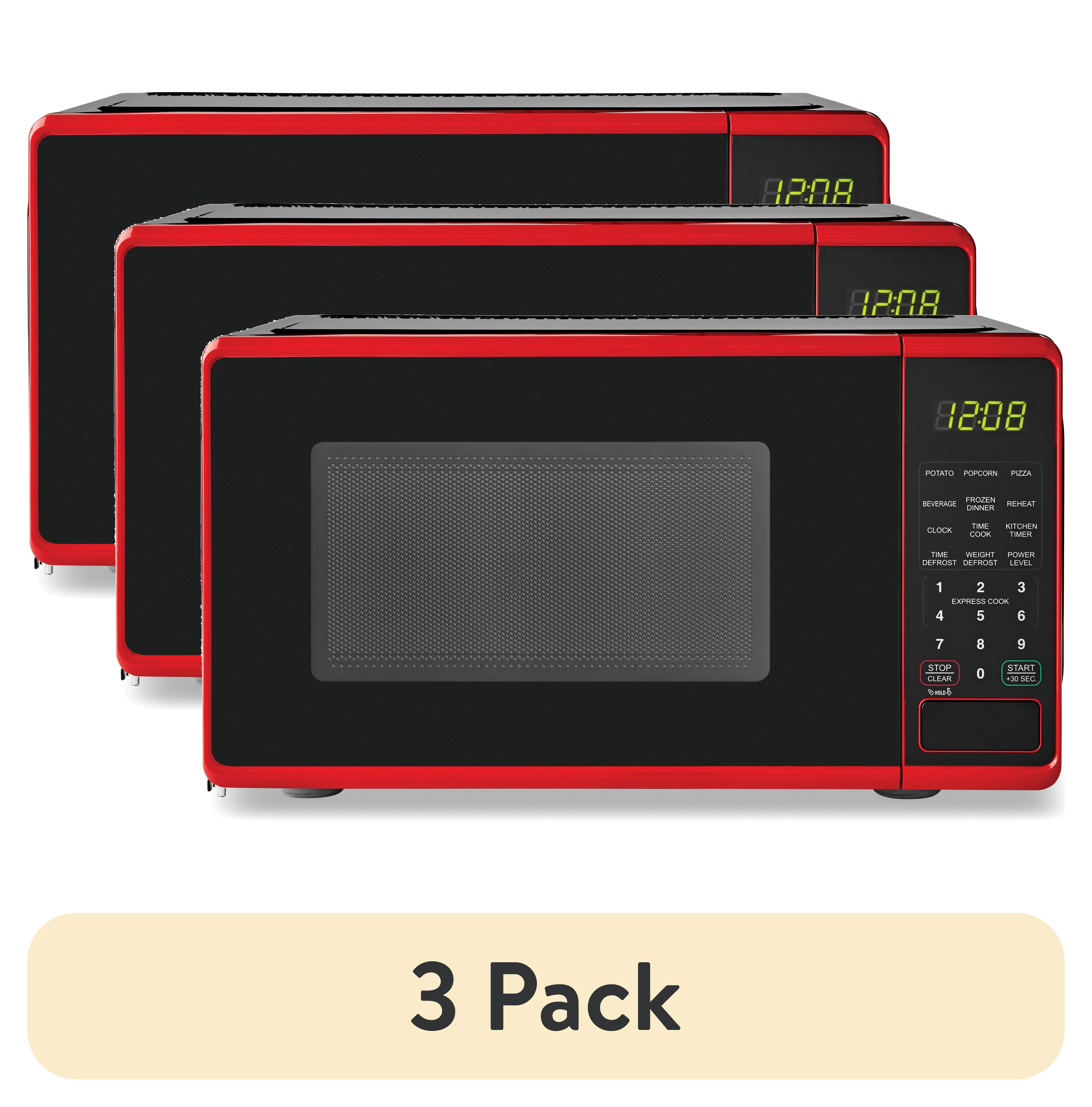 (3 pack) Mainstays 0.7 cu. ft. Countertop Microwave Oven, 700 Watts, Red