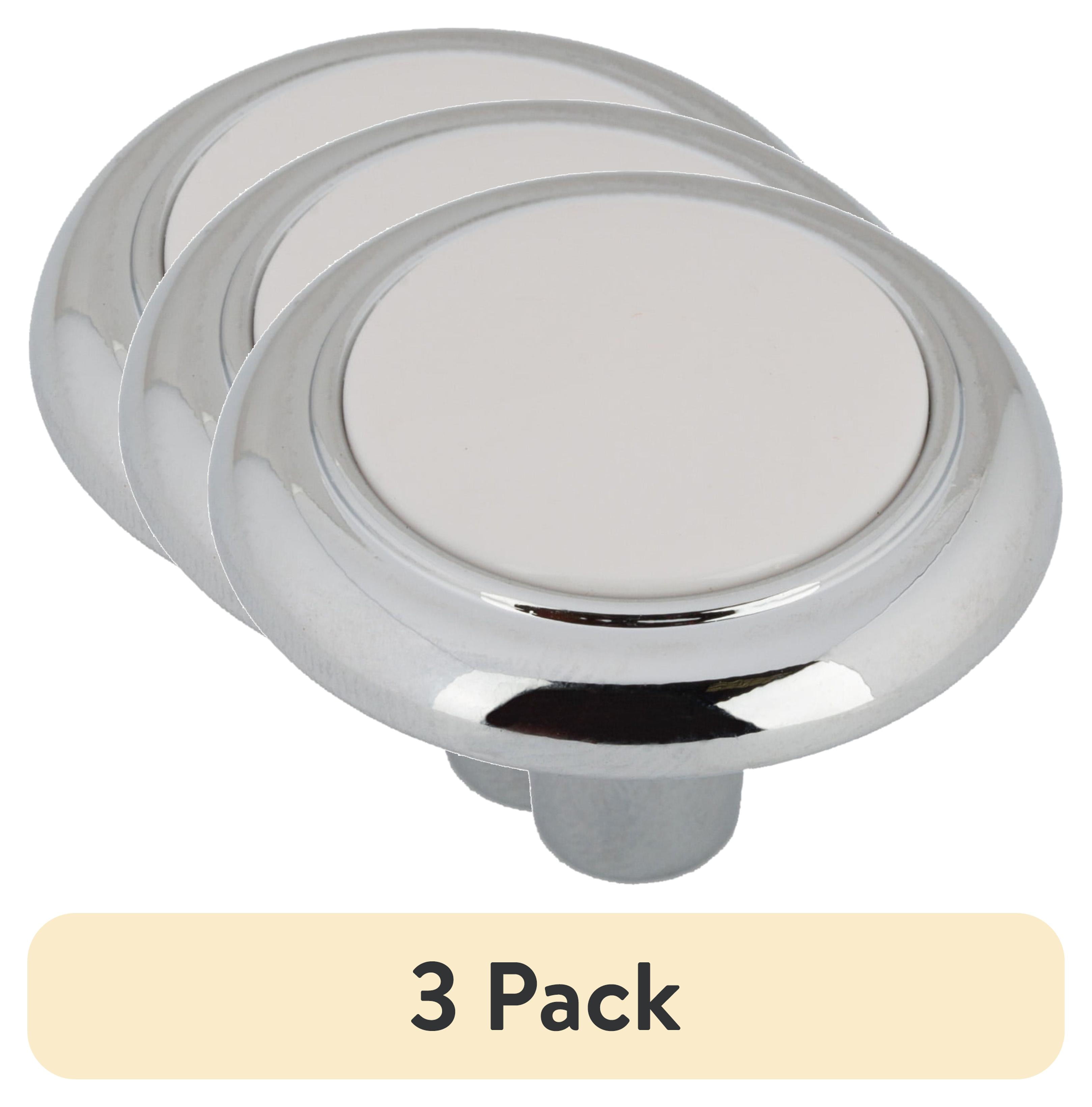 (3 pack) Mainstays 1-1/4" (32mm) Classic Cabinet Knob, Chrome and White, 10 Pack