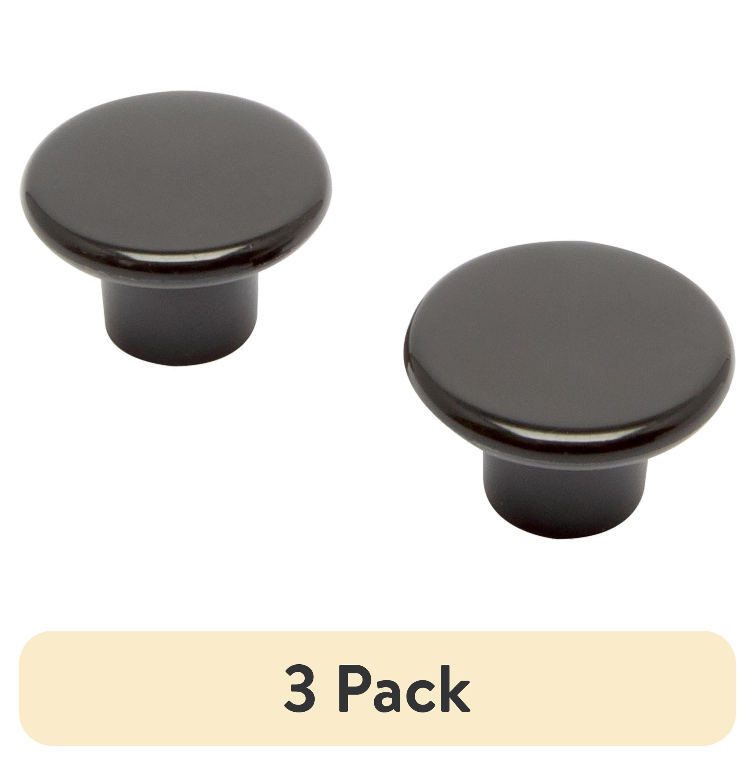 (3 pack) Mainstays 1-1/4 in. (32 mm) Black Plastic Round Cabinet Knob (2-Pack)