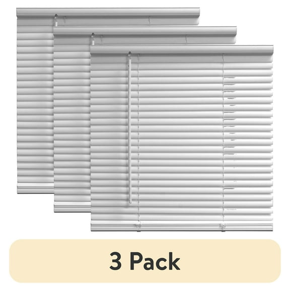 (3 pack) Mainstays 1" Cordless Room Darkening Vinyl Blinds, White, 27"W x 48"L