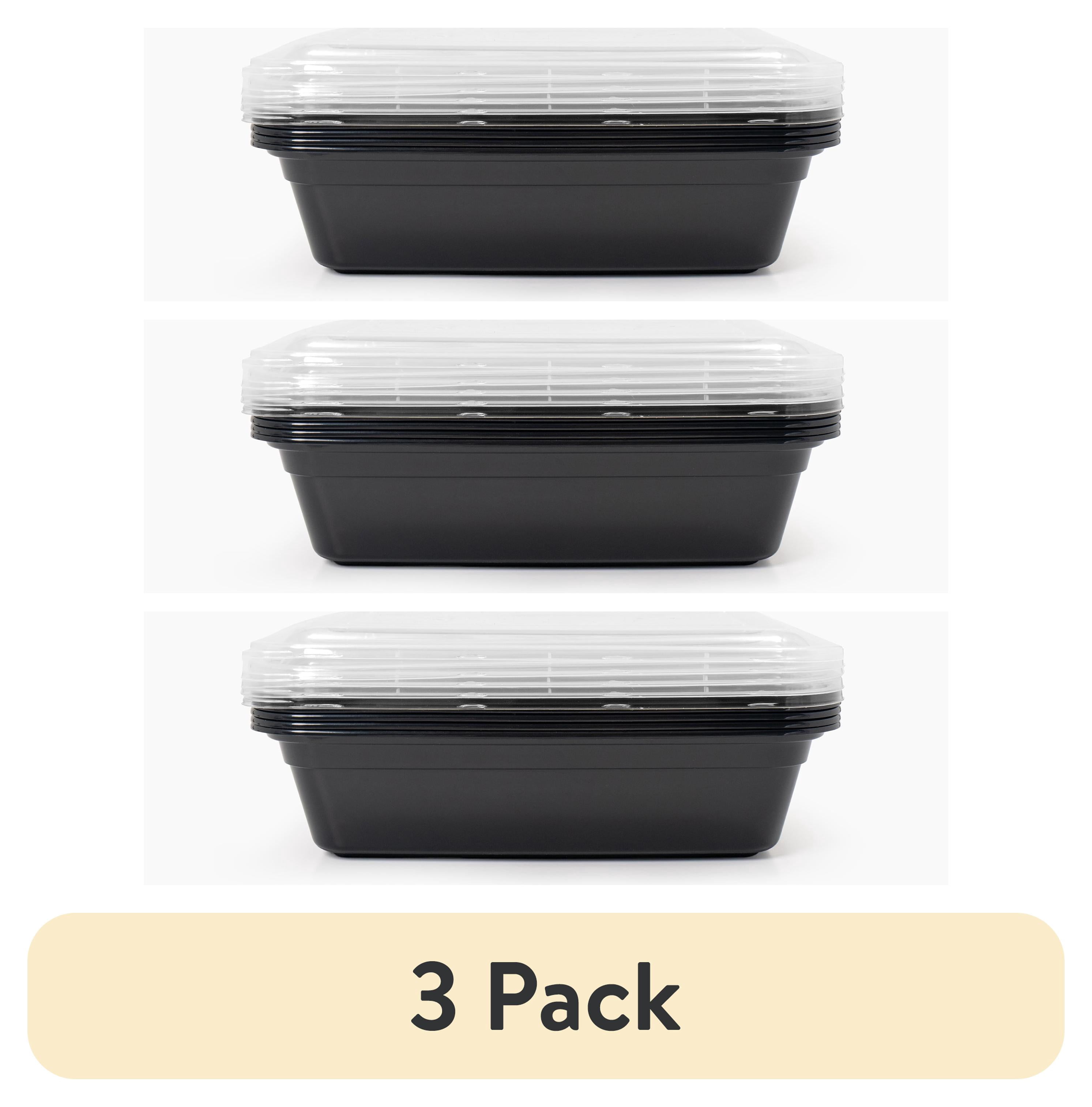 (3 pack) Mainstays 10-Piece (5 Containers + 5 Lids) Single Compartment Meal Prep, BPA-Free, Leak-Resistant, Microwave and Dishwasher Safe