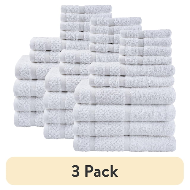 (3 pack) Mainstays 10 Piece Towel Set with Upgraded Softness & Durability, White