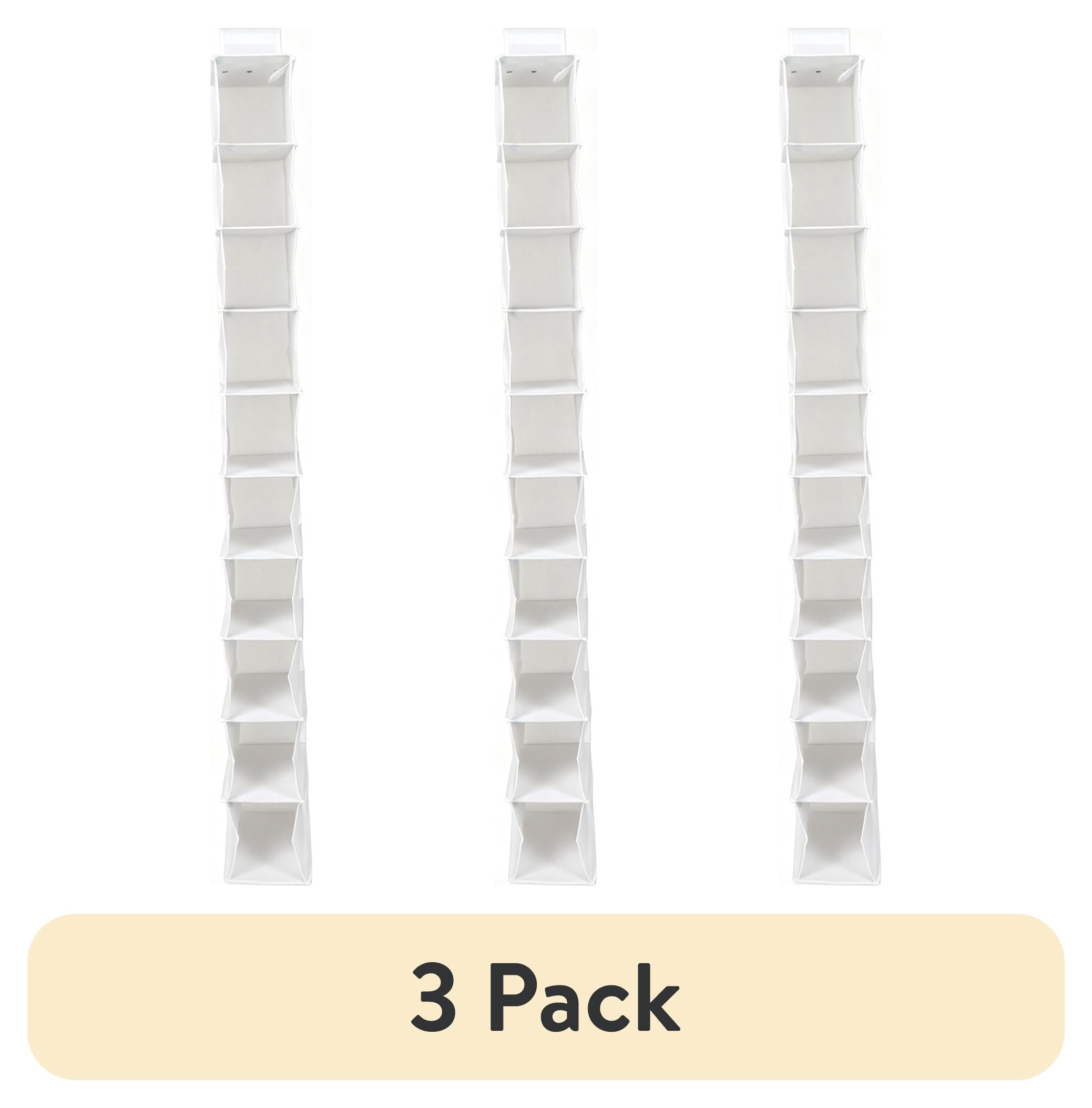 (3 pack) Mainstays 10 Shelf Hanging Closet Storage Shoe Organizer for Shoes, Non Woven, Arctic White