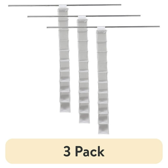 (3 pack) Mainstays 10 Shelf Hanging Closet Storage Shoe Organizer for Shoes, Non Woven, Arctic White