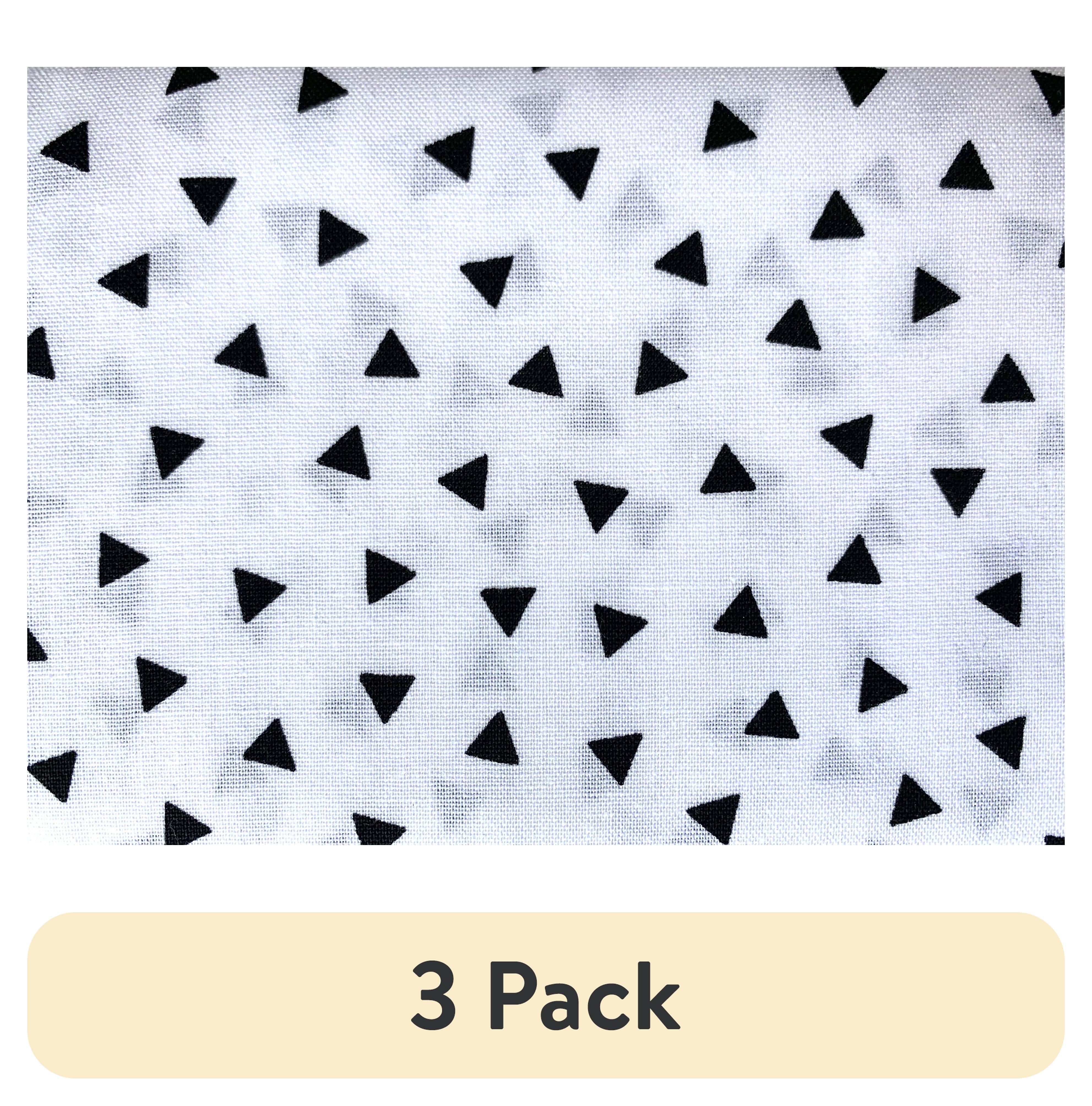 (3 pack) Mainstays 100% Cotton 1 Yard Precut Fabric Black Triangle