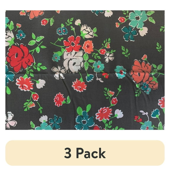 (3 pack) Mainstays 100% Cotton 1 Yard Precut Fabric Multi-color Grey Floral