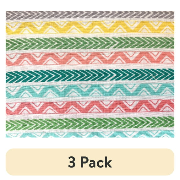 (3 pack) Mainstays 100% Cotton 1 Yard Precut Fabric Multi-color Stripe