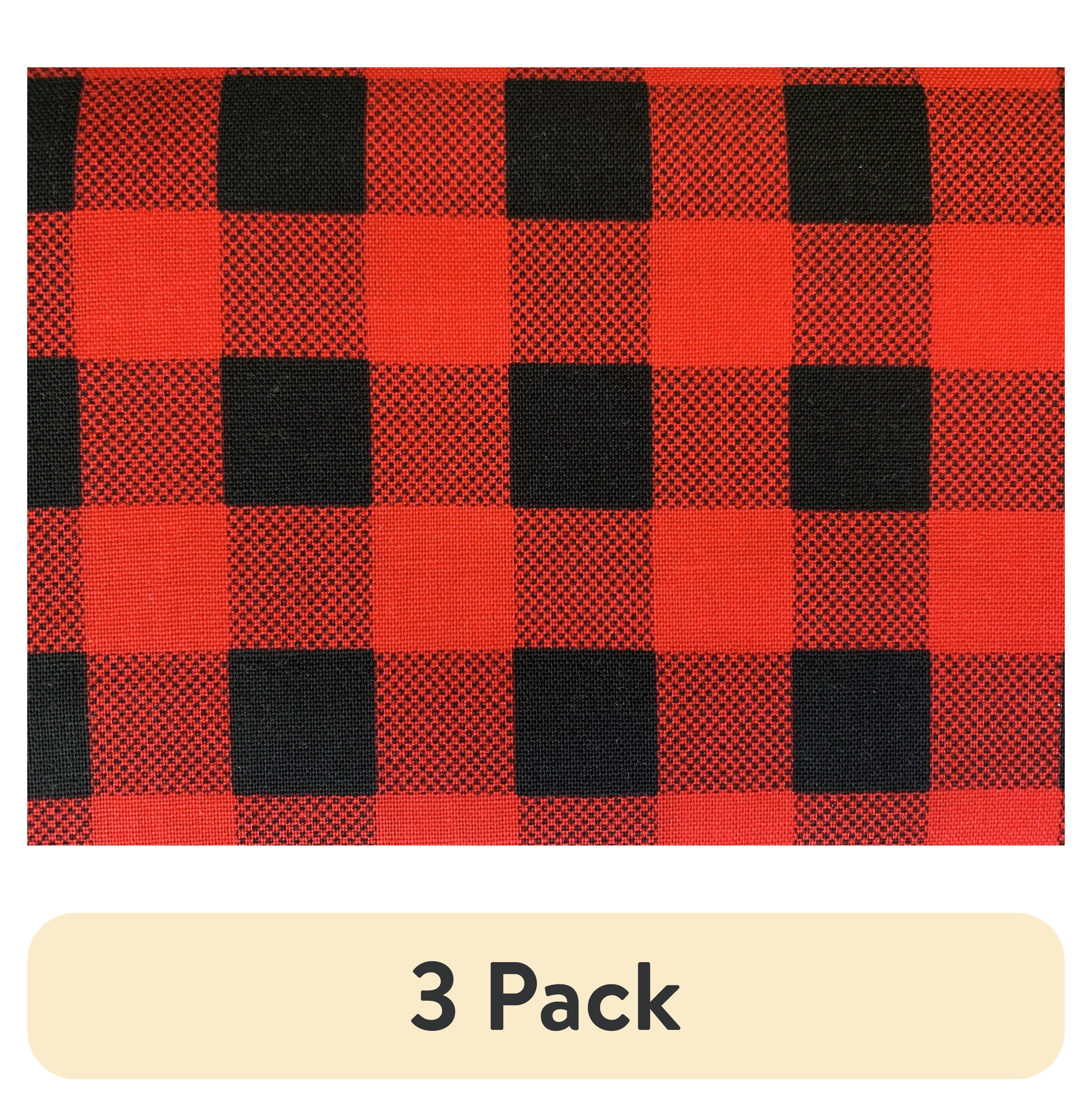 (3 pack) Mainstays 100% Cotton 1 Yard Precut Fabric R/B Buffalo Plaid