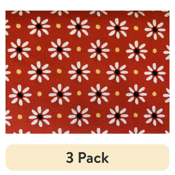 (3 pack) Mainstays 100% Cotton 1 Yard Precut Fabric Red Daisy