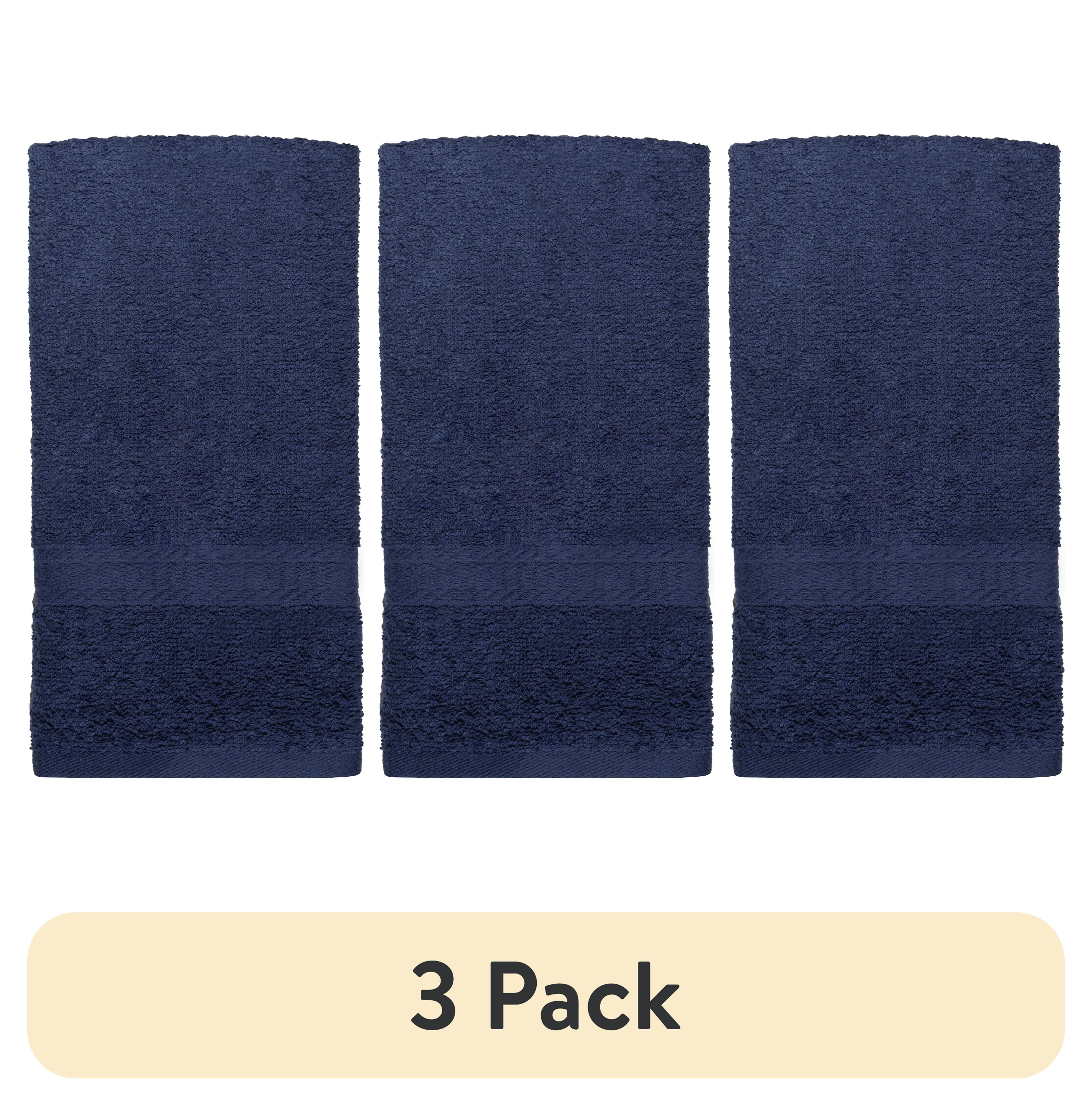 (3 pack) Mainstays Basic Hand Towel, Soft 100% Cotton and highly absorbent Hand Towel, Navy
