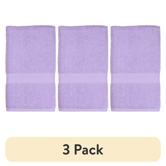 (3 pack) Mainstays Basic Hand Towel, Soft 100% Cotton and highly absorbent Hand Towel, Lavender