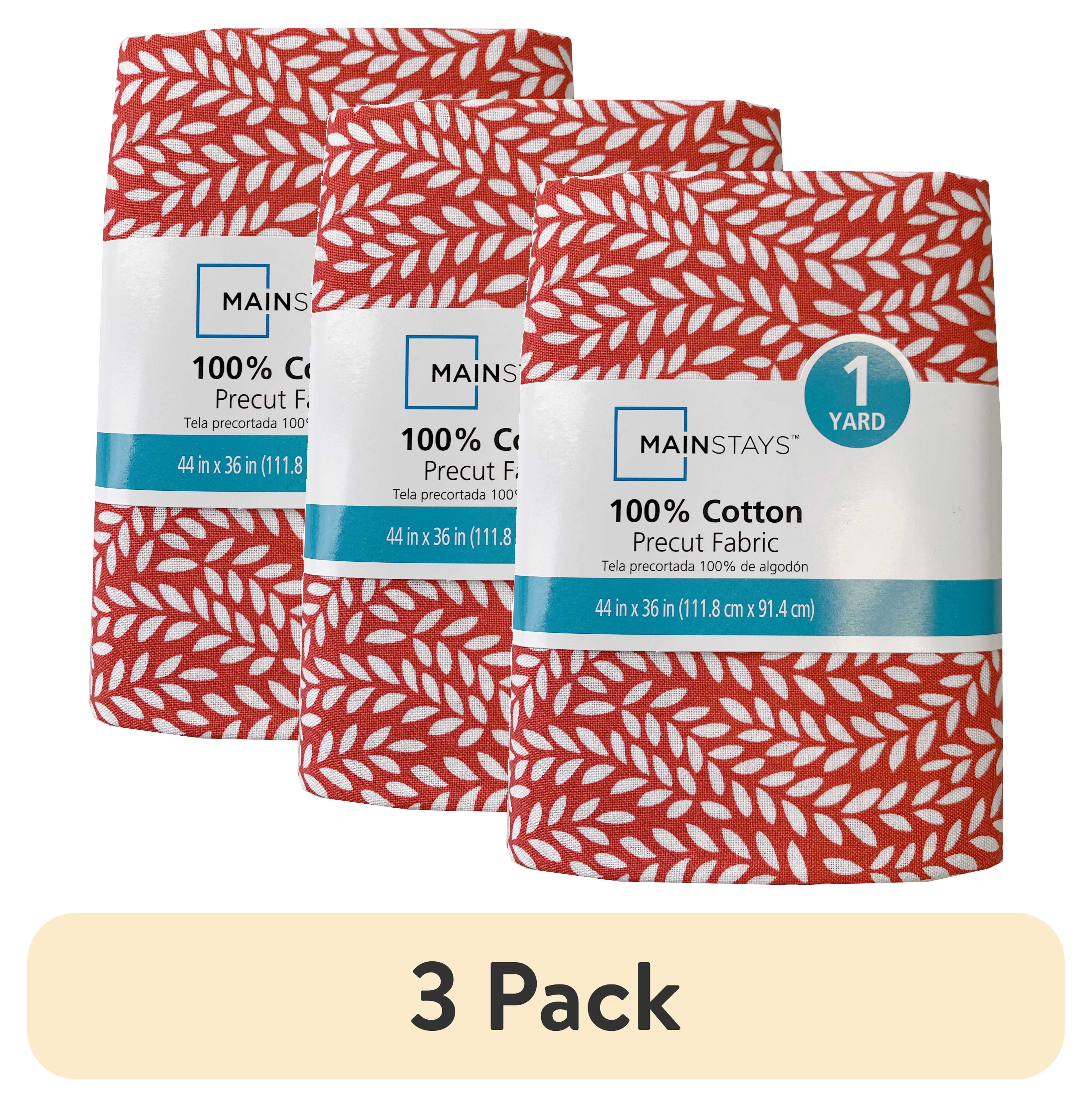 (3 pack) Mainstays 100% Quilting Cotton Fabric, Red Vine, 44" x 1 yard precut