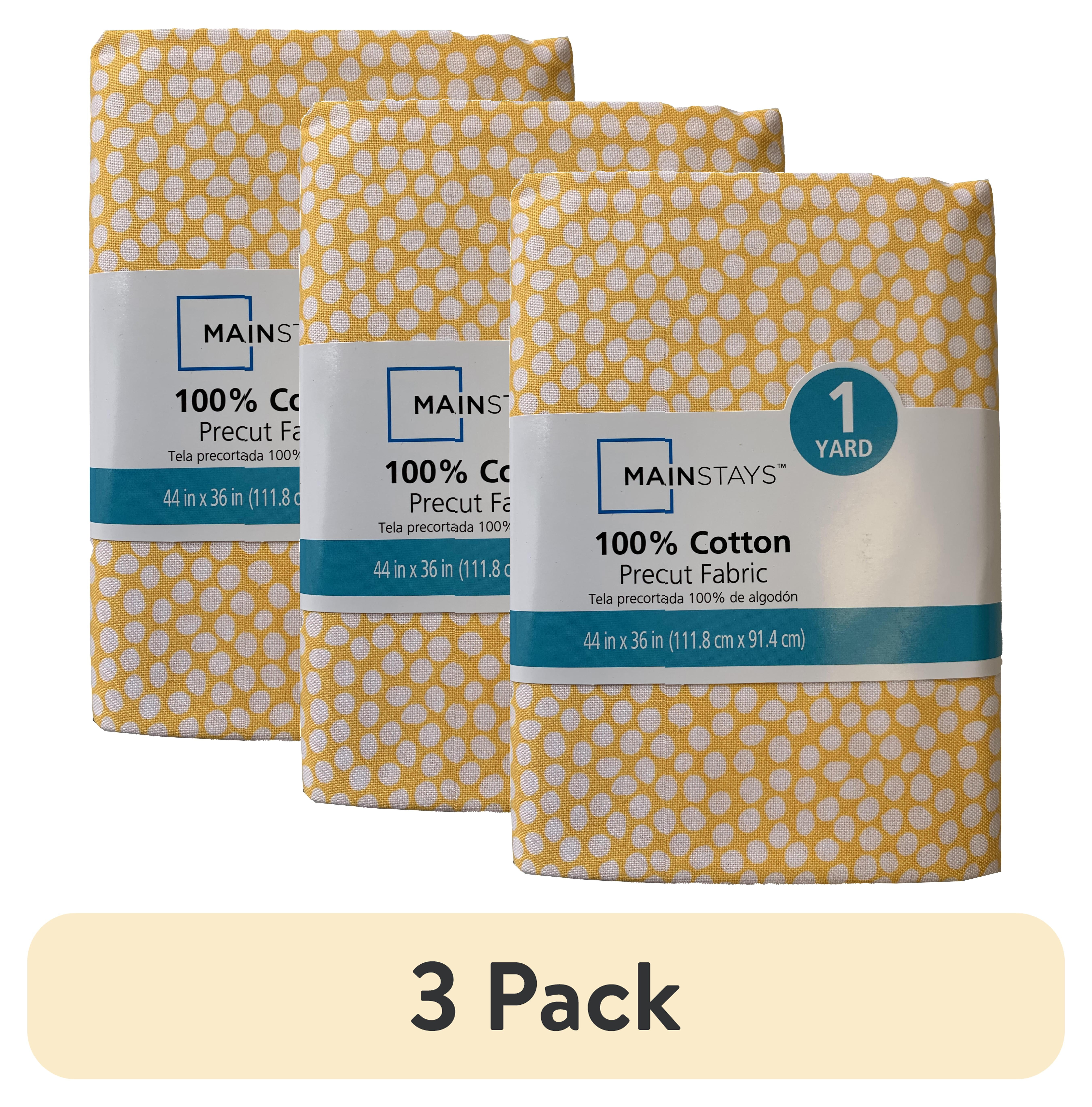 (3 pack) Mainstays 100% Cotton Quilting Fabric, Yellow Dot, 44 in x 1 Yard Precut