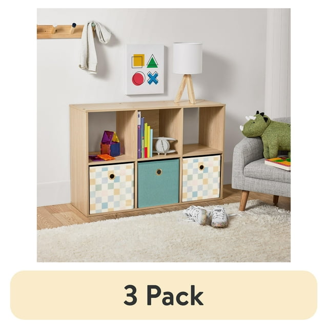 (3 pack) Mainstays 11" 6-Cube Storage Organizer, Spring Pine