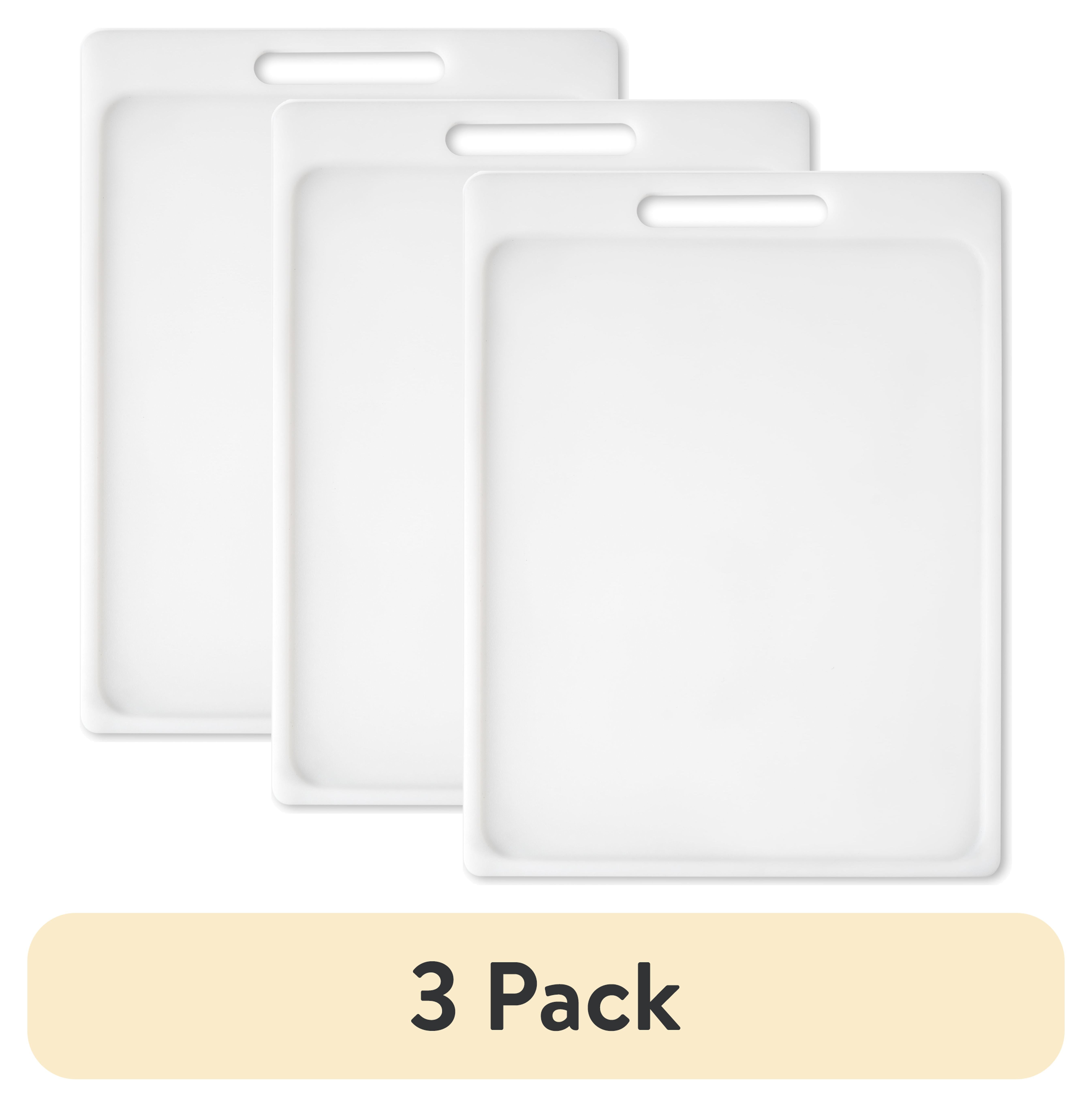 (3 pack) Mainstays 11" X 14.5" White Non-Slip Poly Cutting Board with Juice Groove
