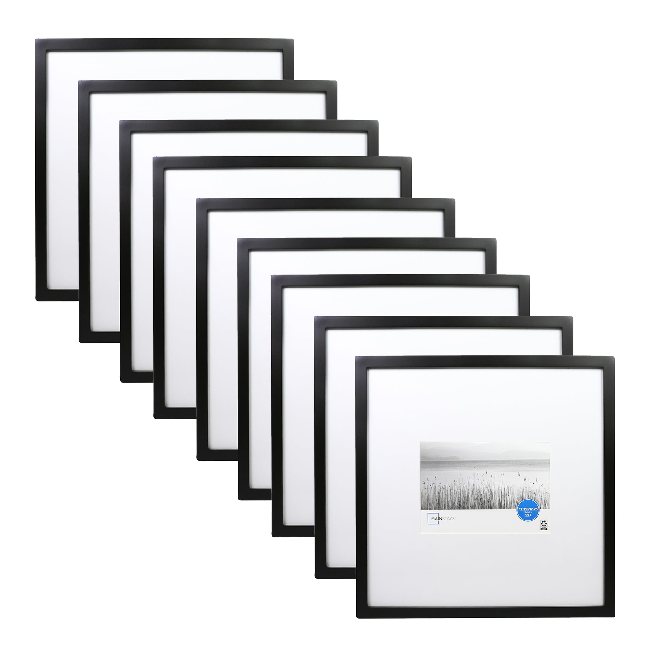 (3 pack) Mainstays - 5x7 Picture Frame - Black Matted Gallery Linear Program Wall Photo Frame, Set of 3