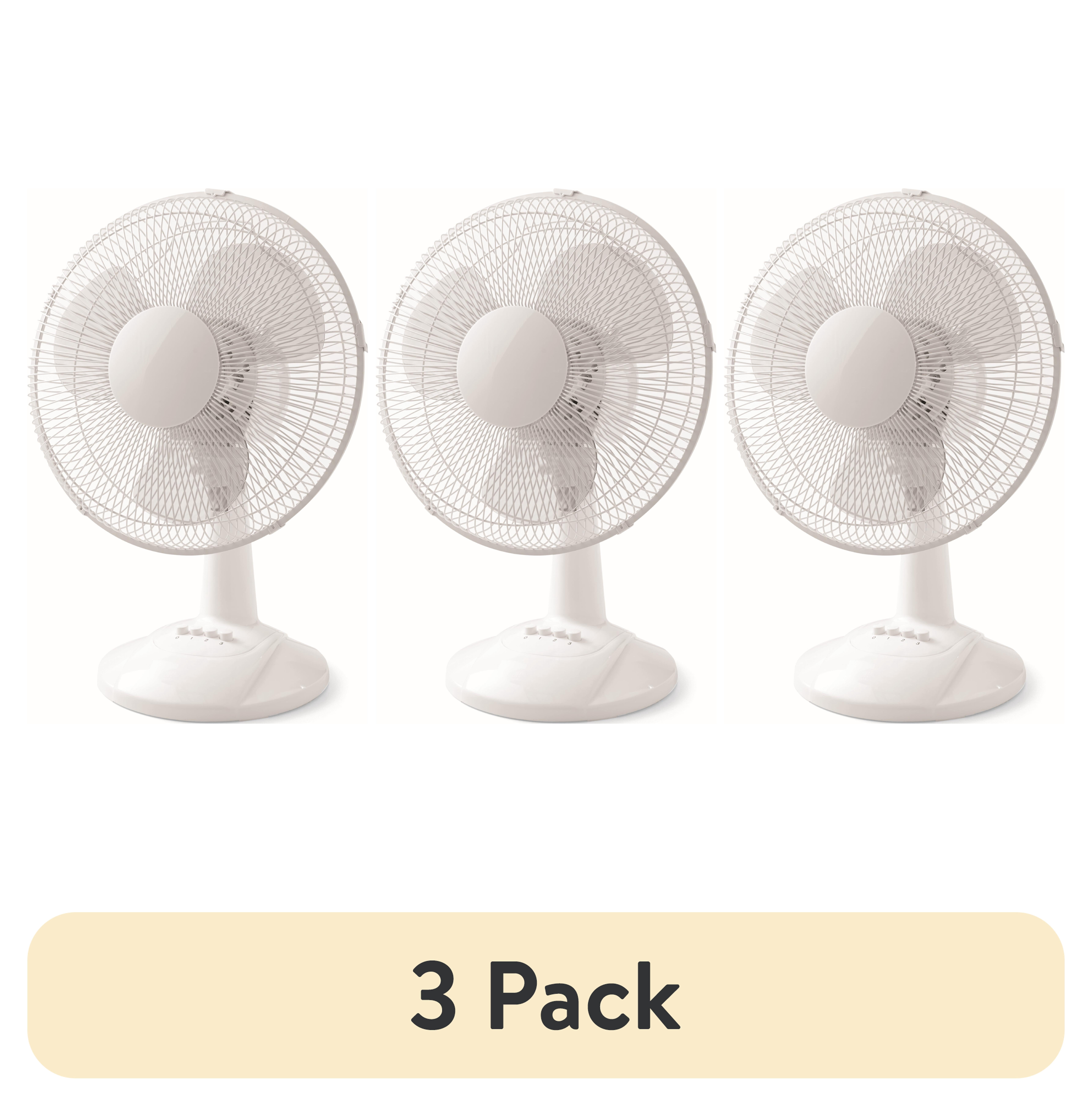 (3 pack) Mainstays 12" 3-Speed Oscillating Table Fan, FT30-8MBW, New, White