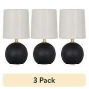 Mainstays 12.5” Mini Black Wood Ball Table Lamp with White Fabric Shade