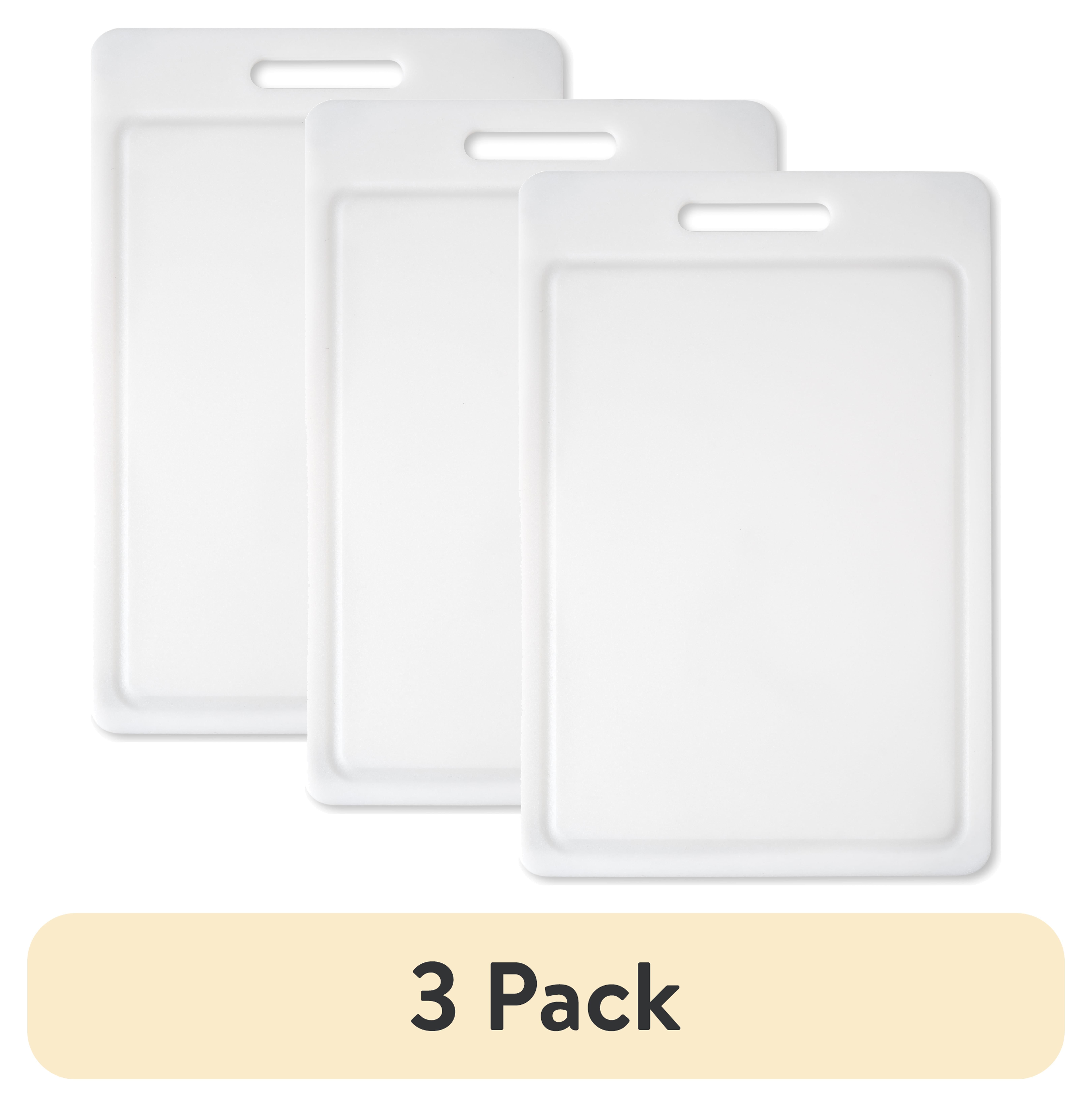 (3 pack) Mainstays 12"X18" White Non-Slip Poly Cutting Board with Juice Groove