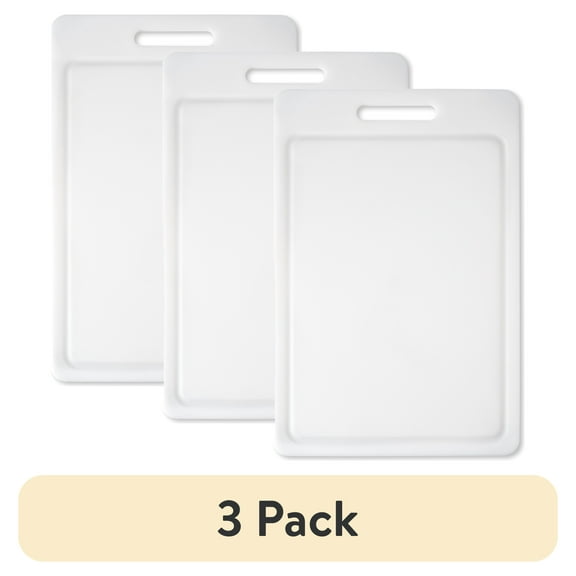 (3 pack) Mainstays 12"X18" Non-Slip Poly Cutting Board, White Color