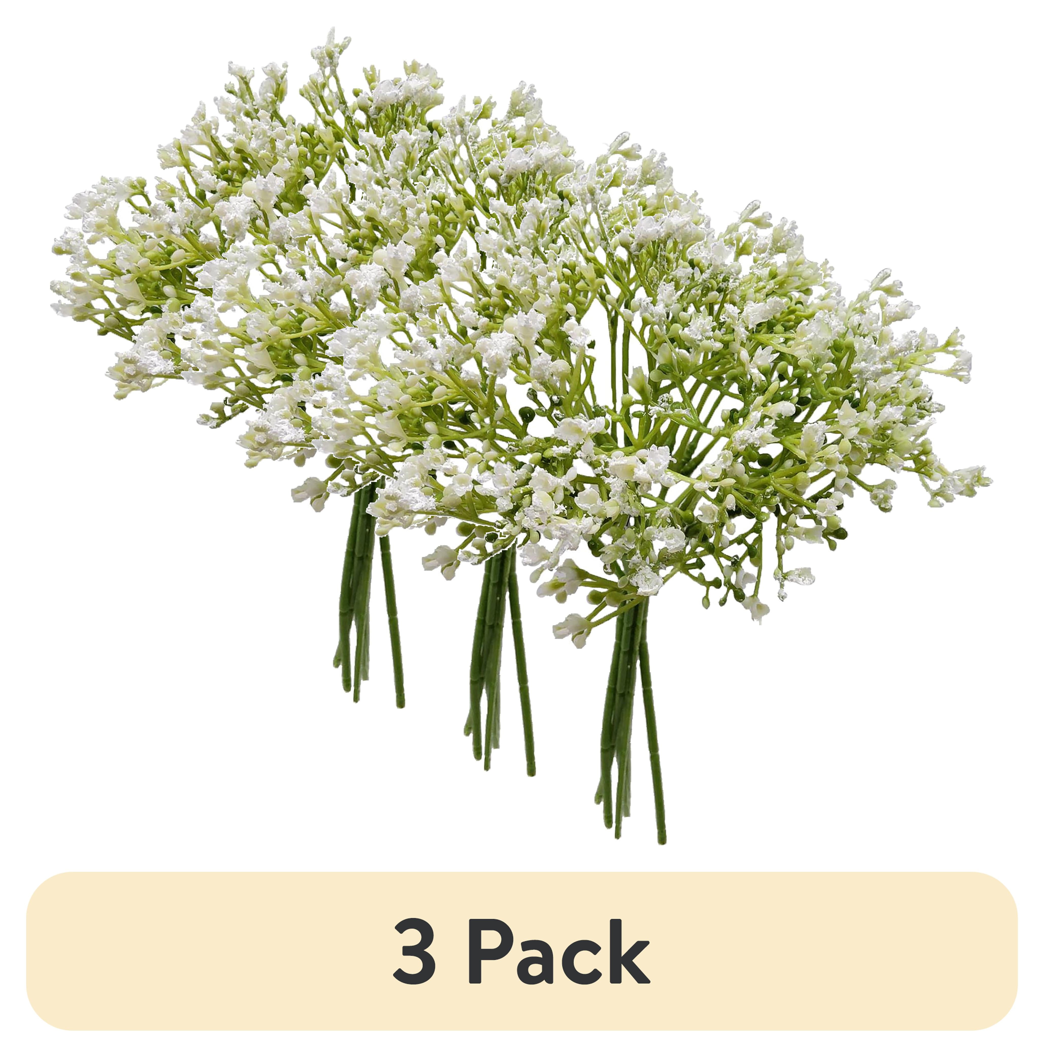 (3 pack) Mainstays 12 inch Artificial Baby's Breath Flower Pick, White Color. Indoor Use.