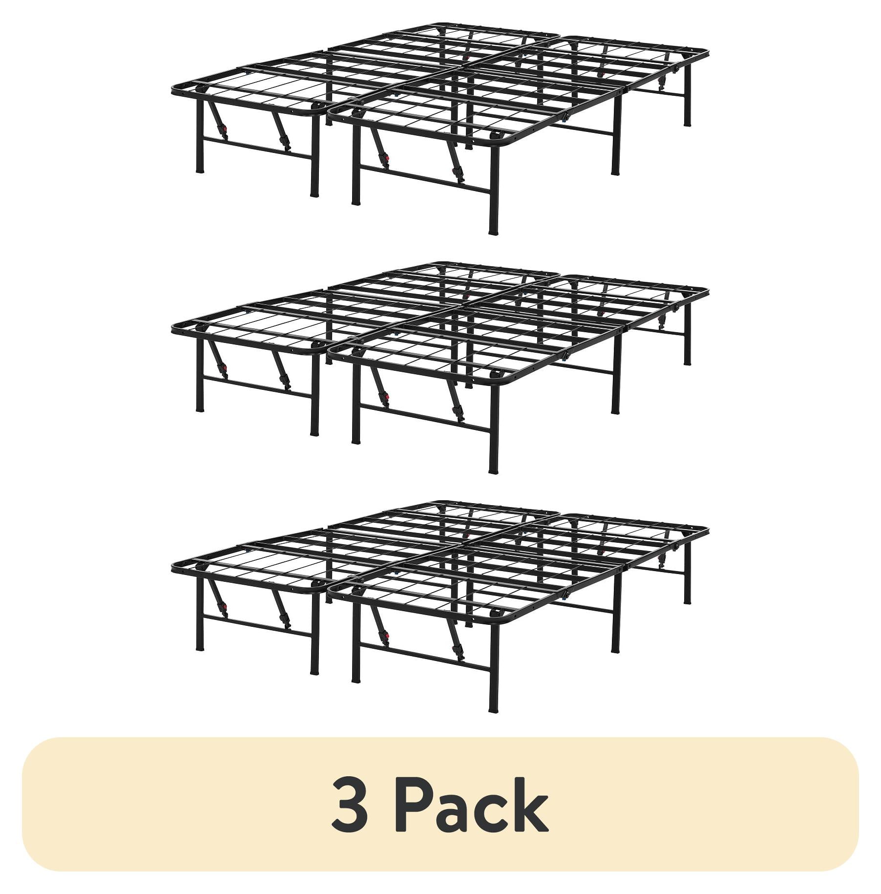 (3 pack) Mainstays 14" High Quad Fold Steel Platform Bed Frame, Full