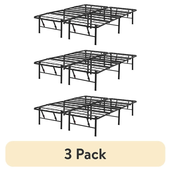 (3 pack) Mainstays 14" High Quad Fold Steel Platform Bed Frame, Full