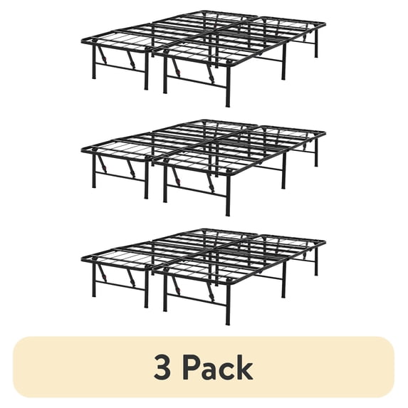 (3 pack) Mainstays 14" High Quad Fold Steel Platform Bed Frame, Queen