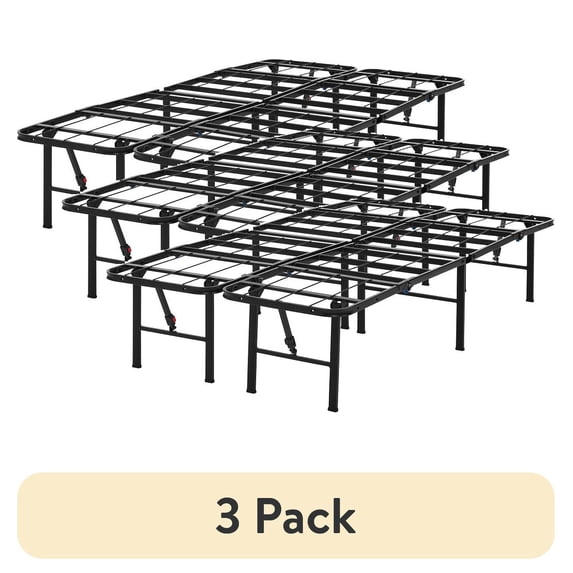 (3 pack) Mainstays 14" High Quad Fold Steel Platform Bed Frame, Twin