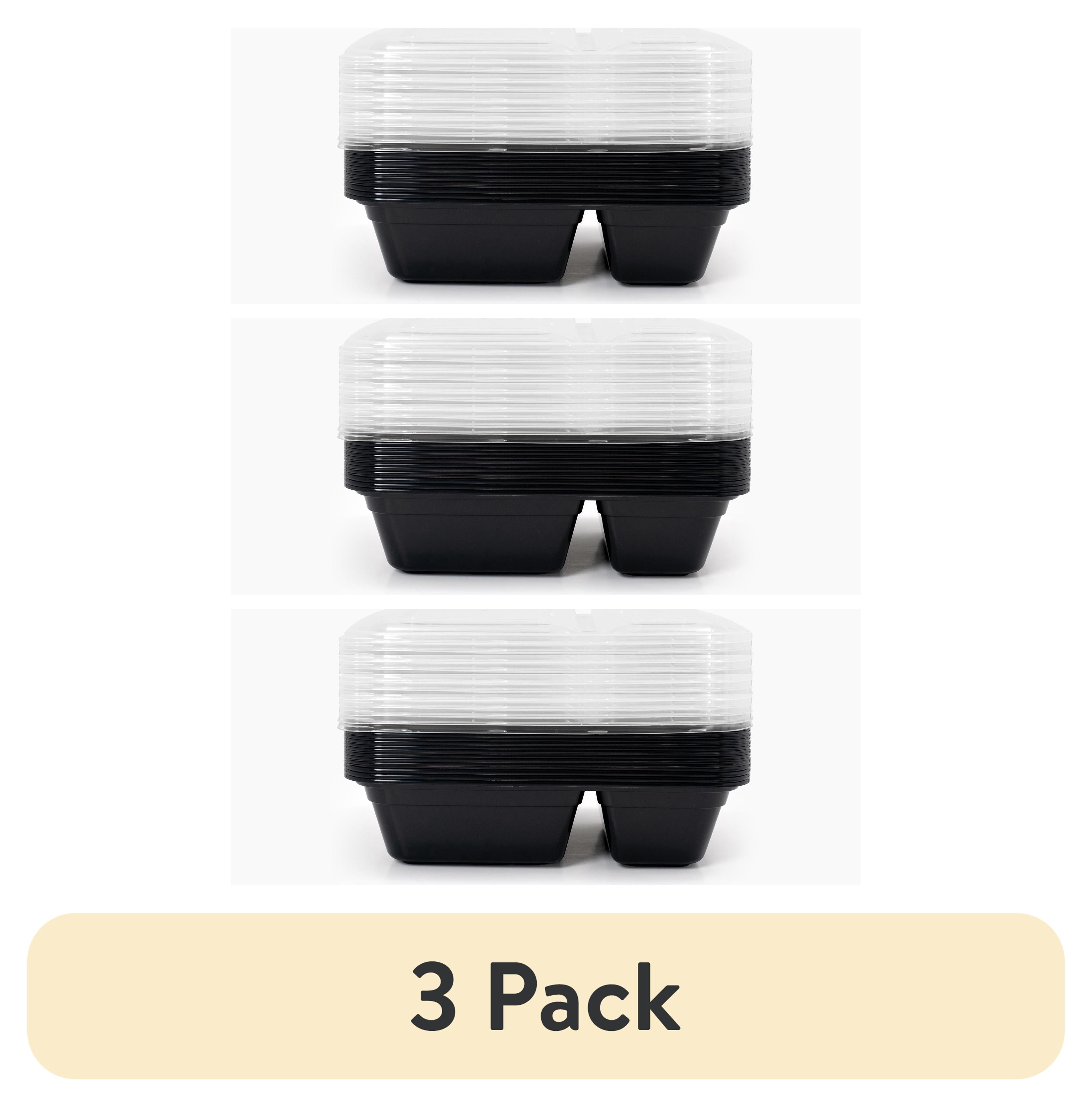 (3 pack) Mainstays 30-Piece (15 Containers + 15 Lids) with 2-Compartment Meal Prep, BPA-Free, Leak-Resistant, Microwave and Dishwasher Safe