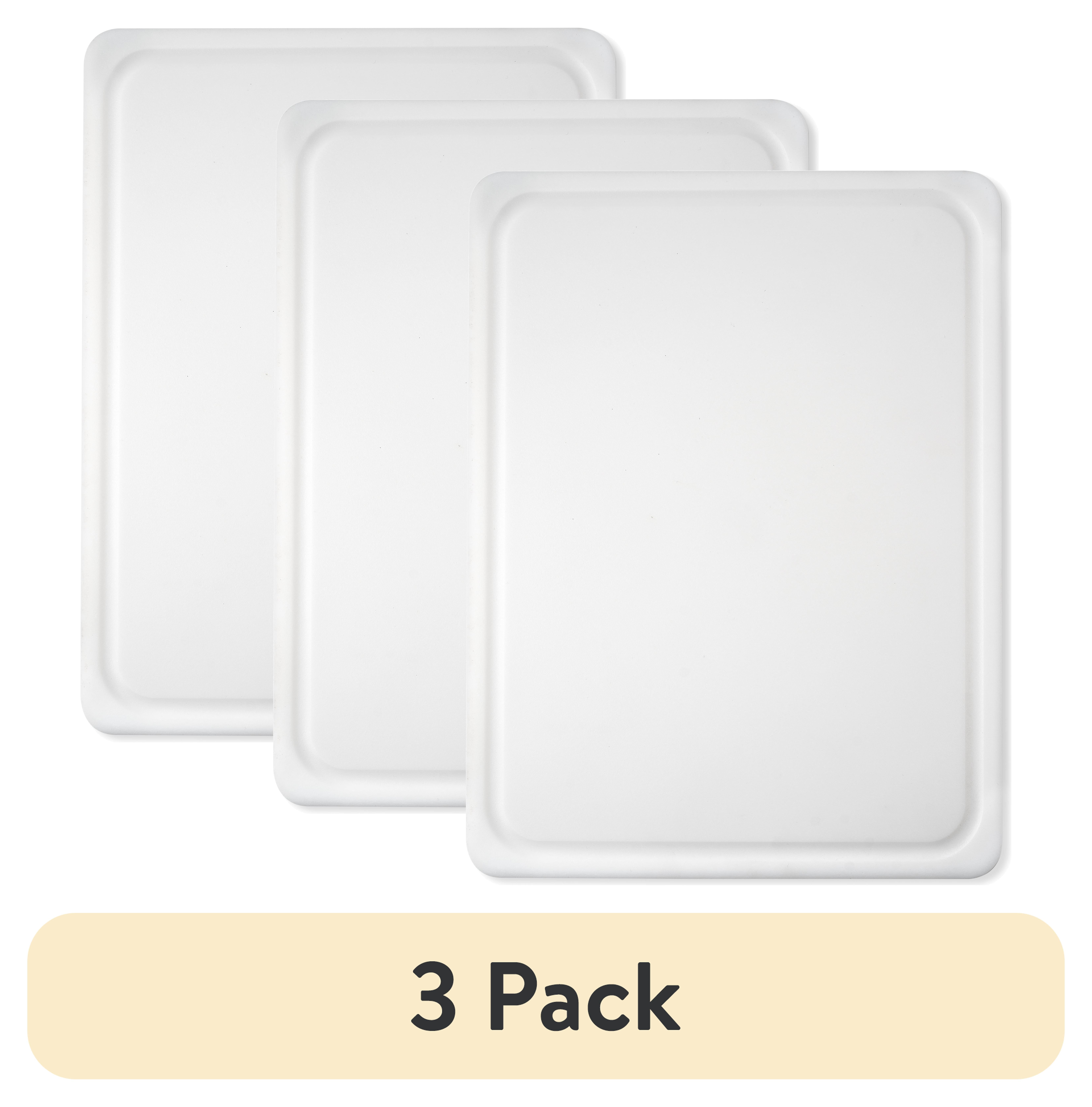 (3 pack) Mainstays 15" X 20" White Polypropylene Non-Slip Cutting Board with Juice Groove